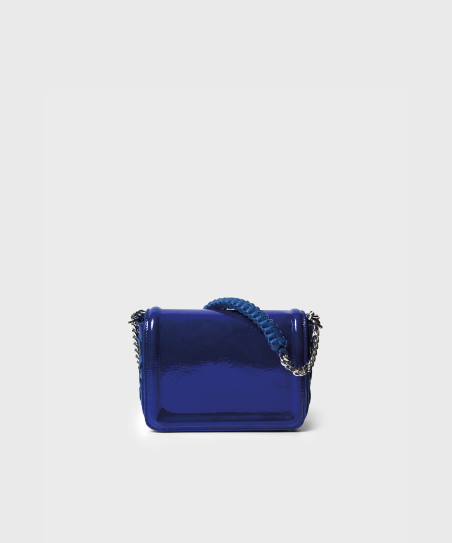 Mini Box Bag in Blue Patent Leather