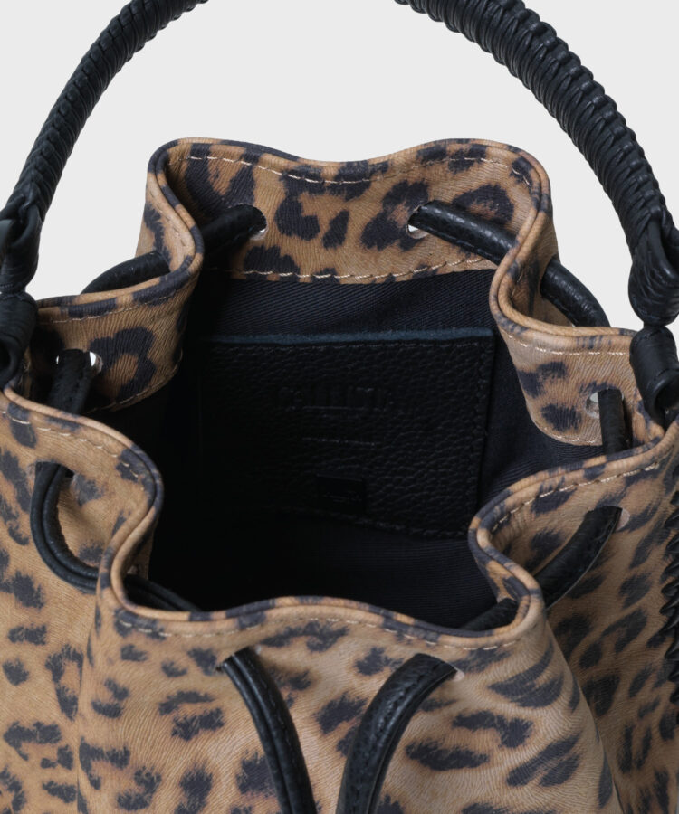 Micro Bucket in Leopard Print Leather