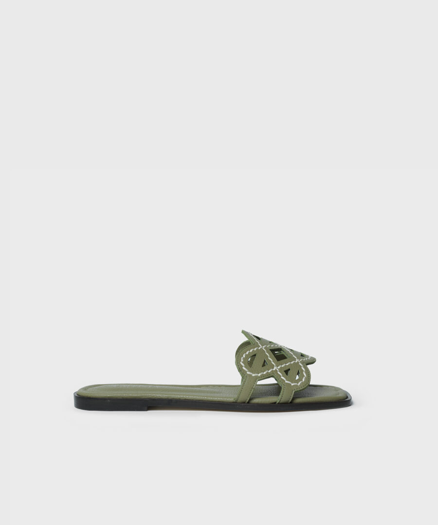 Hera Sandals in Kiwi Grained Leather