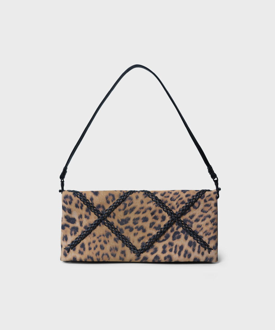Folded Clutch in Leopard Print Leather