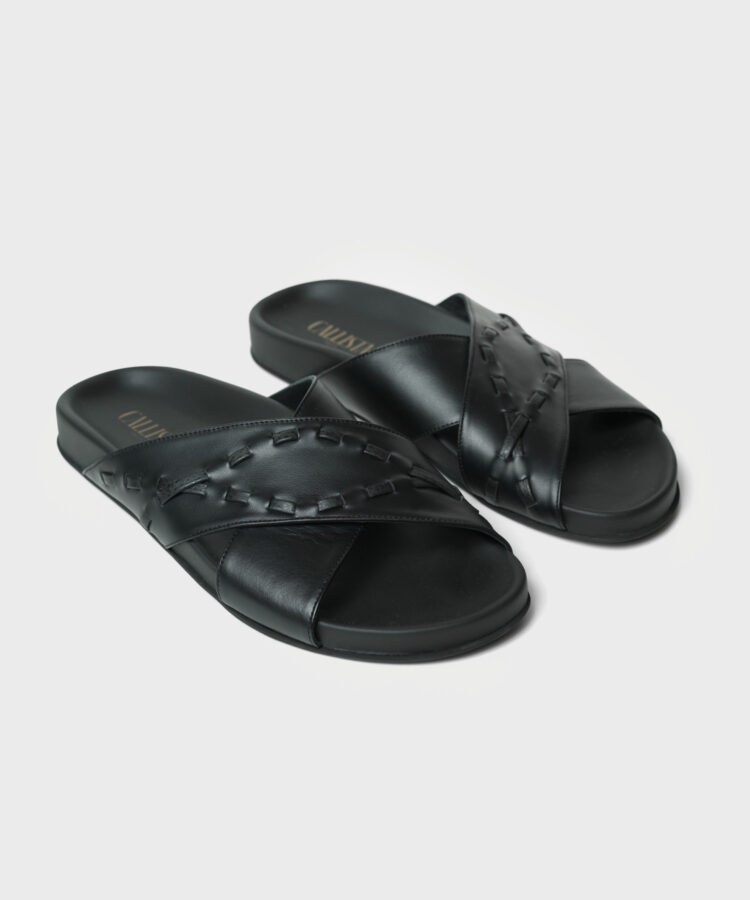 Scala Slides in Black Leather