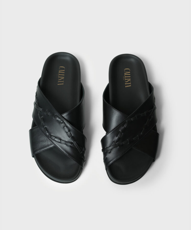 Scala Slides in Black Leather