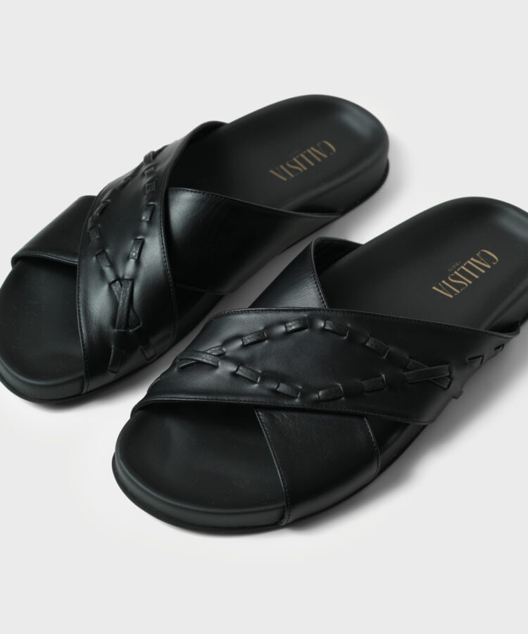 Scala Slides in Black Leather