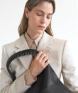 Slim Tote in Black Grained Leather