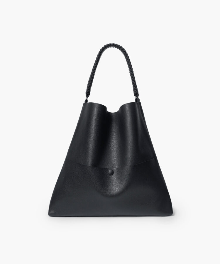 Slim Tote in Black Grained Leather