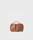 Pleated Clutch in Caramel Smooth Leather