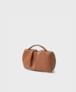 Pleated Clutch in Caramel Smooth Leather