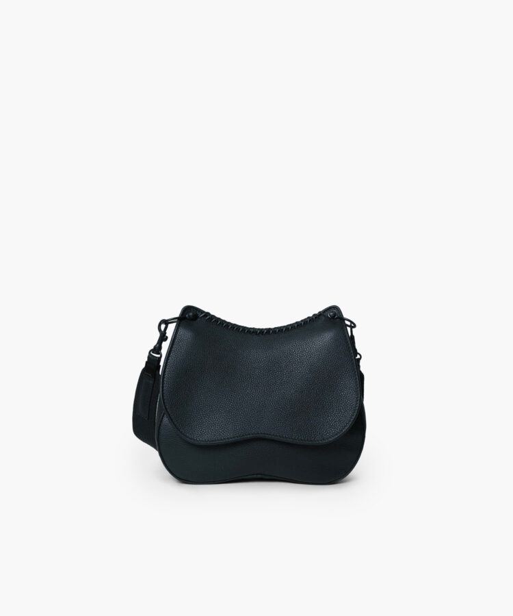 Medium Saddle Bag in Black Grained Leather