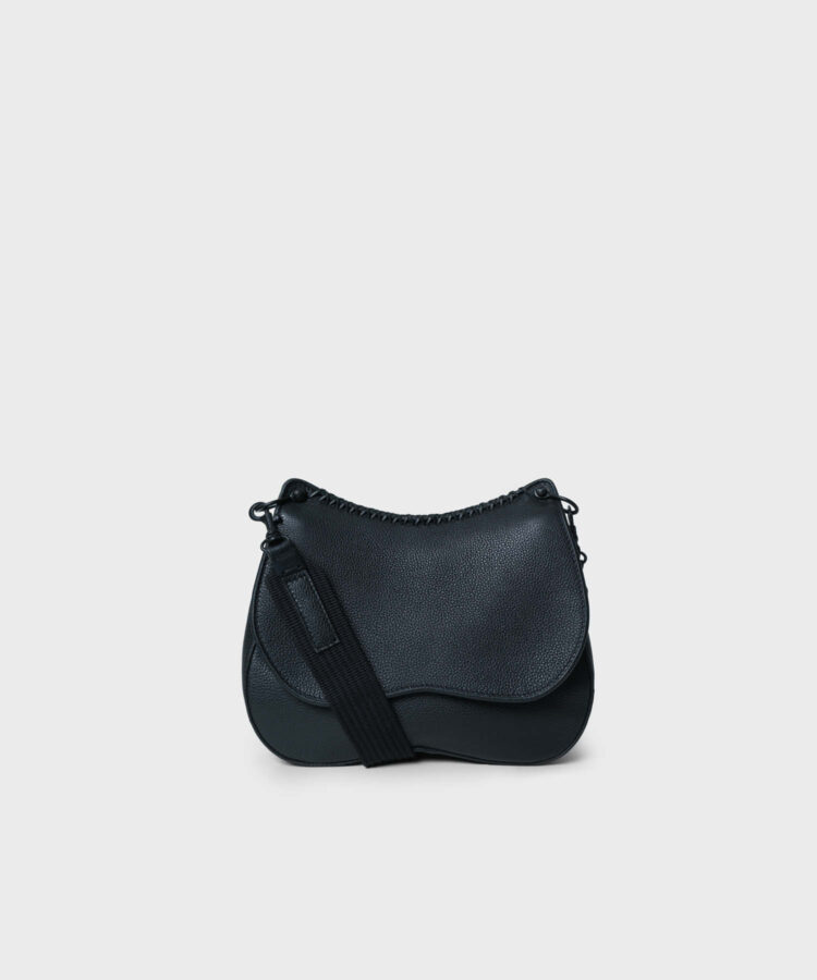 Medium Saddle Bag in Black Grained Leather