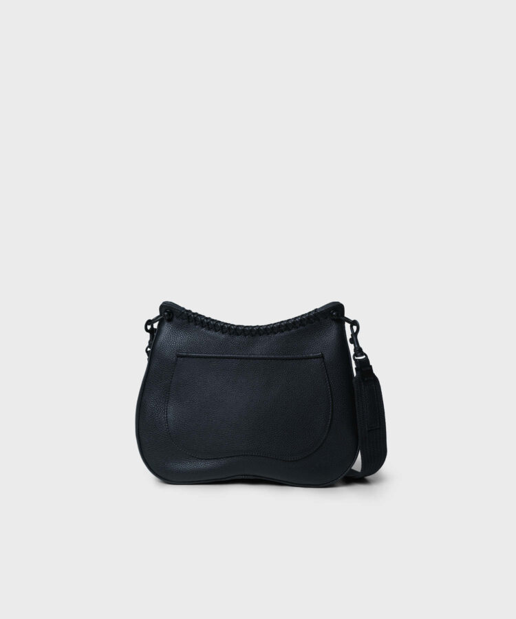 Medium Saddle Bag in Black Grained Leather