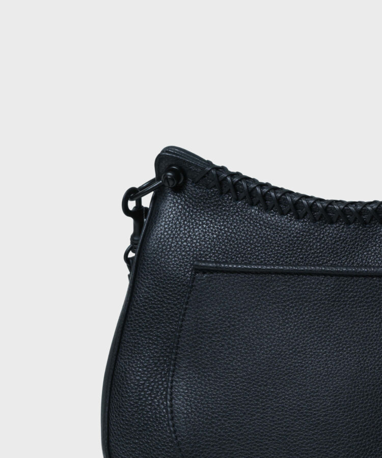 Medium Saddle Bag in Black Grained Leather