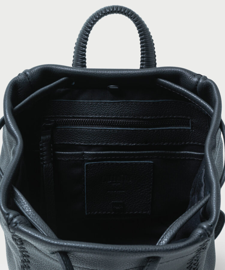 Mini Backpack in Black Grained Leather - Callista