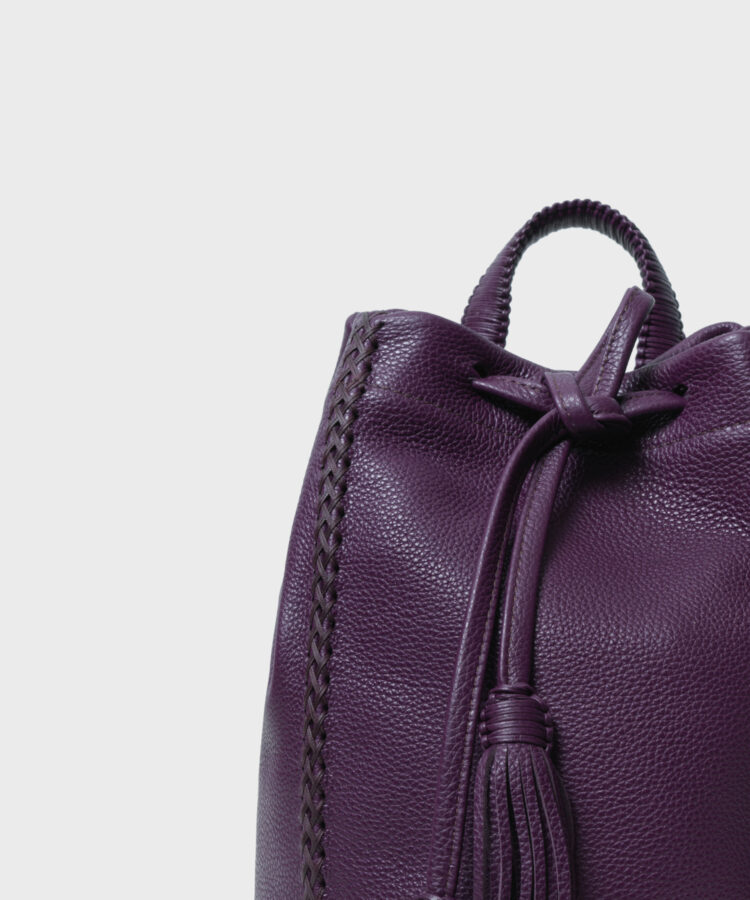 Mini Backpack in Purple Grained Leather