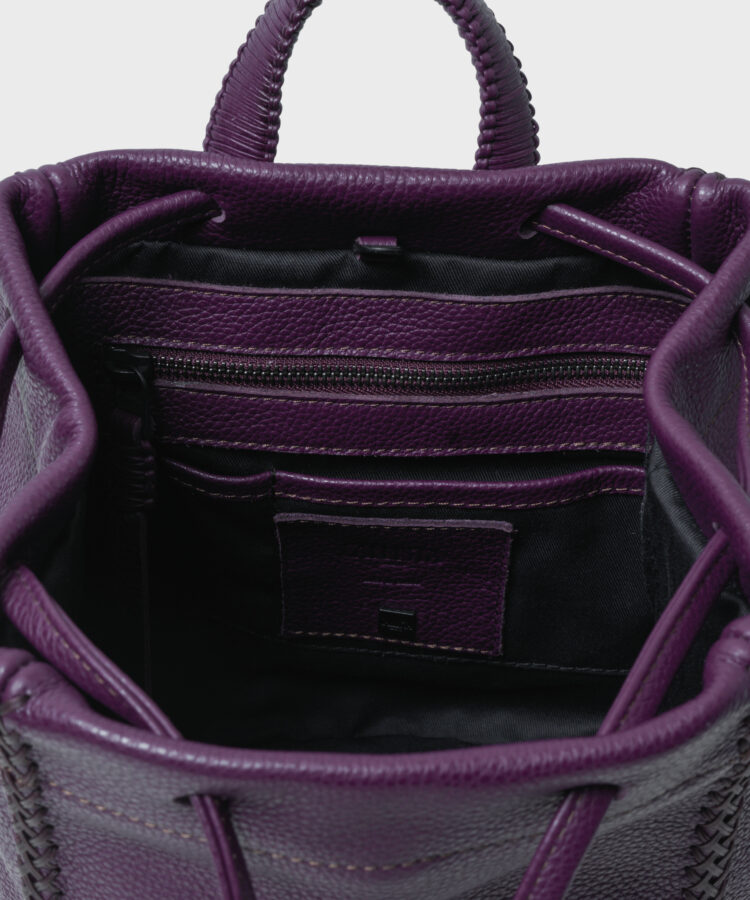 Mini Backpack in Purple Grained Leather