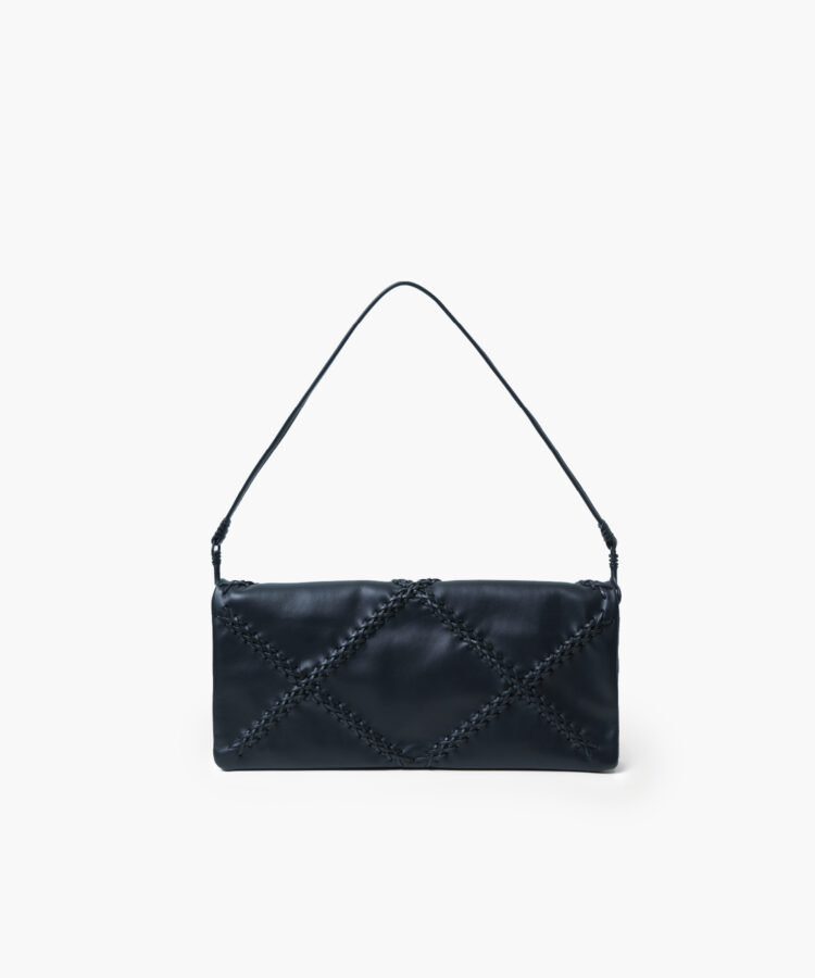 Folded Clutch in Black Smooth Leather