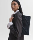 Folded Clutch in Black Smooth Leather