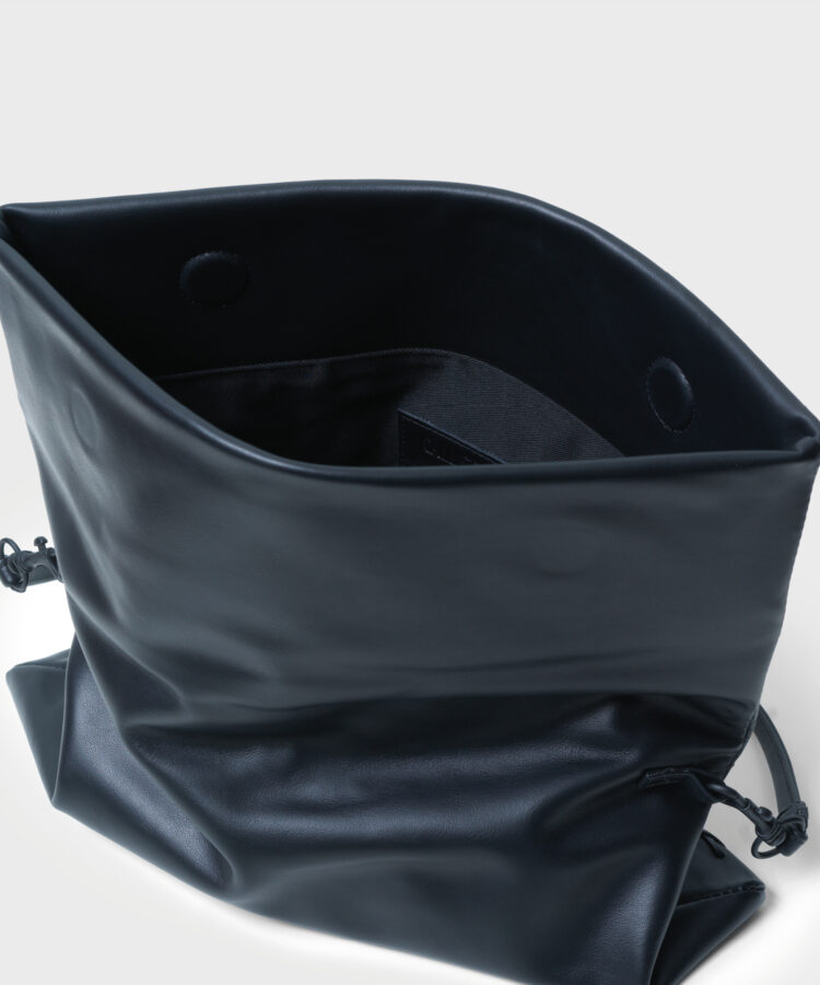 Folded Clutch in Black Smooth Leather