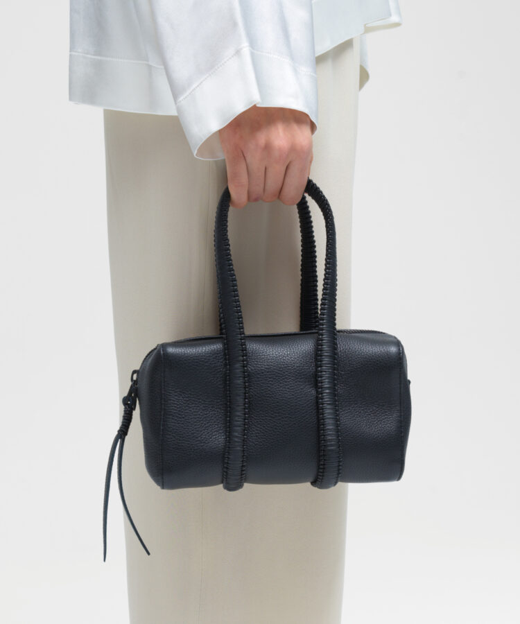 Mini Bowling in Black Grained Leather