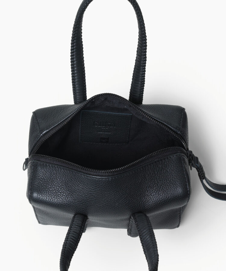 Mini Bowling in Black Grained Leather