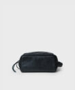 Wash Bag in Black Grained Leather