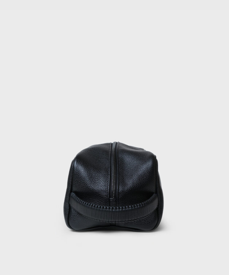Wash Bag in Black Grained Leather
