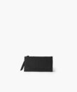 Long Zipped Card Holder in Black Grained Leather