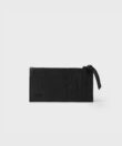 Long Zipped Card Holder in Black Grained Leather
