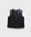 Cross-Stitched Vest in Black Leather