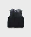 Cross-Stitched Vest in Black Leather