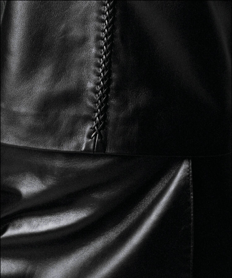 Cross-Stitched Vest in Black Leather