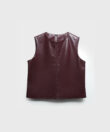 Cross-Stitched Vest in Red Leather