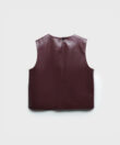 Cross-Stitched Vest in Red Leather