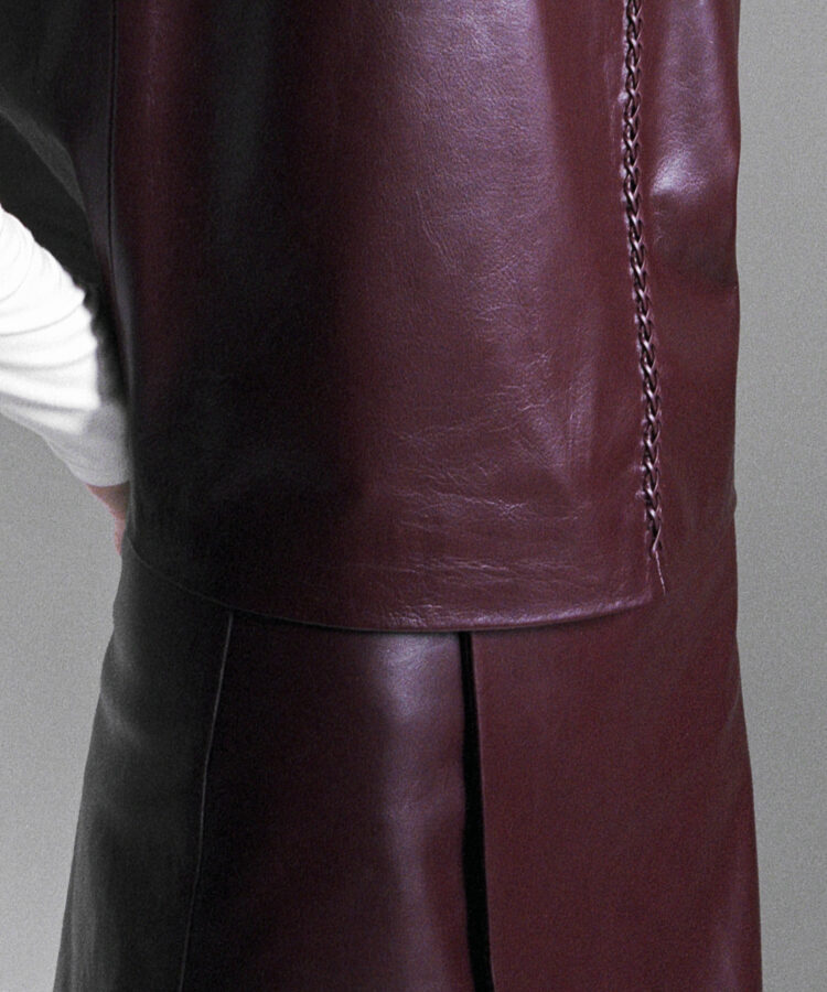 Cross-Stitched Vest in Red Leather