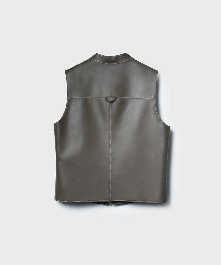 Gilet in Khaki Leather