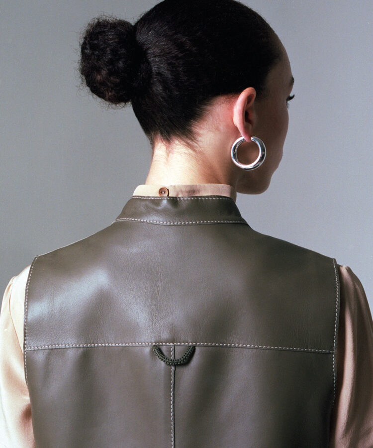 Gilet in Khaki Leather