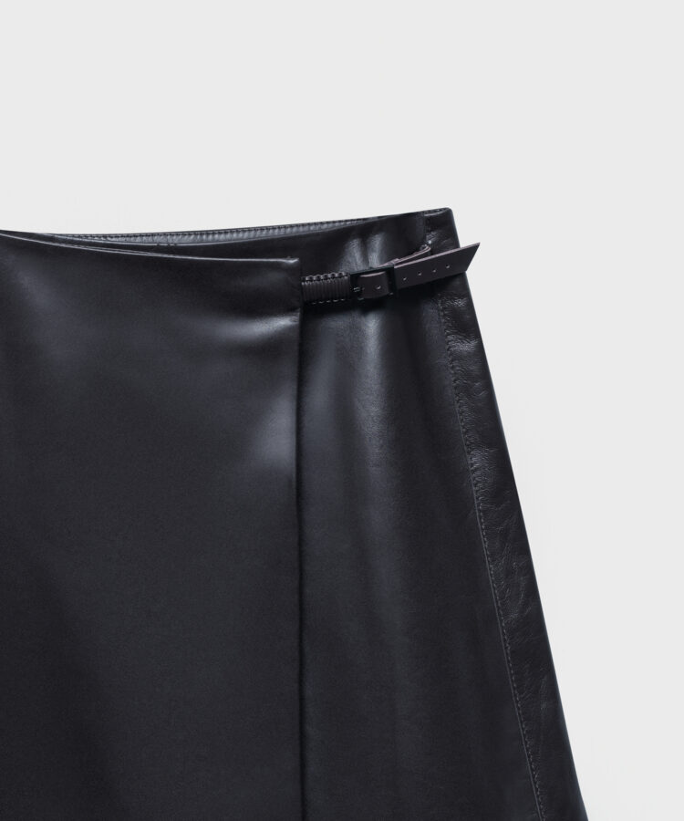 Wrap Skirt in Black Leather