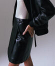 Wrap Skirt in Black Leather
