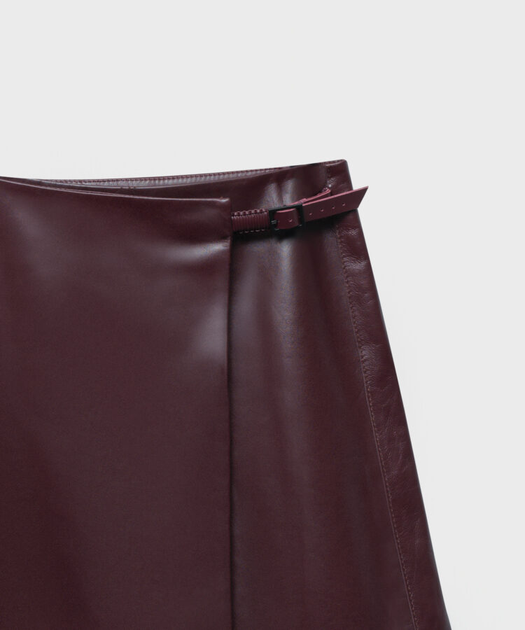 Wrap Skirt in Red Leather