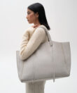 Tote in Oat Grained Leather