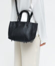 Mini Tote in Black Grained Leather