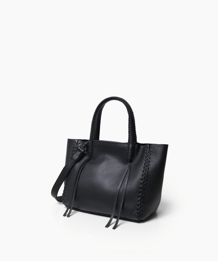 Mini Tote in Black Grained Leather