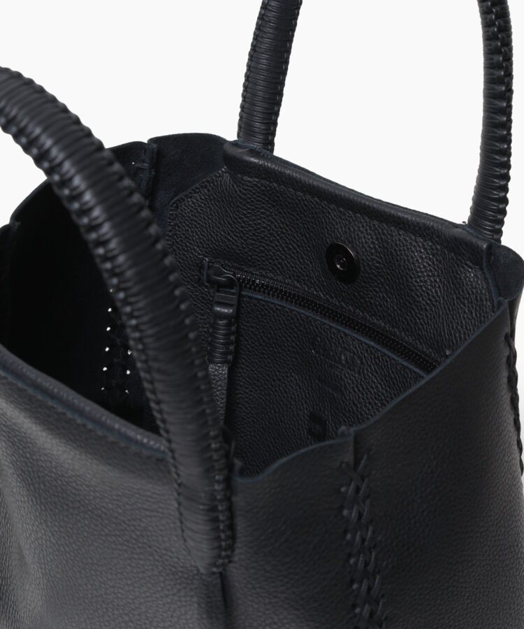 Mini Tote in Black Grained Leather