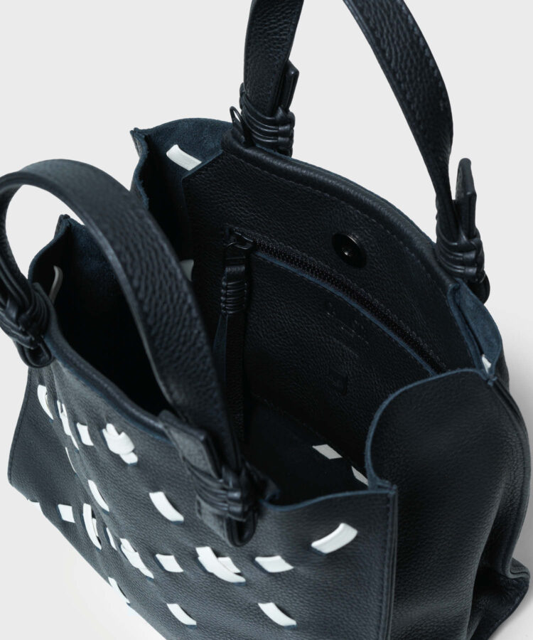 Scala Mini Tote in Black Grained Leather - Callista