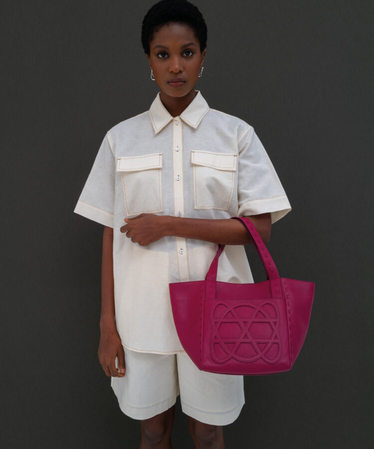 Cleo Bag in Pink Grained Leather