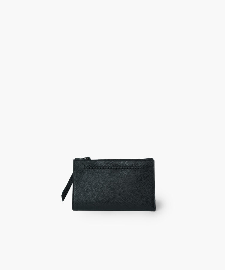 Folded Wallet in Black Grained Leather