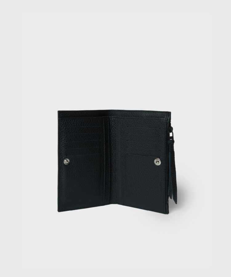 Folded Wallet in Black Grained Leather