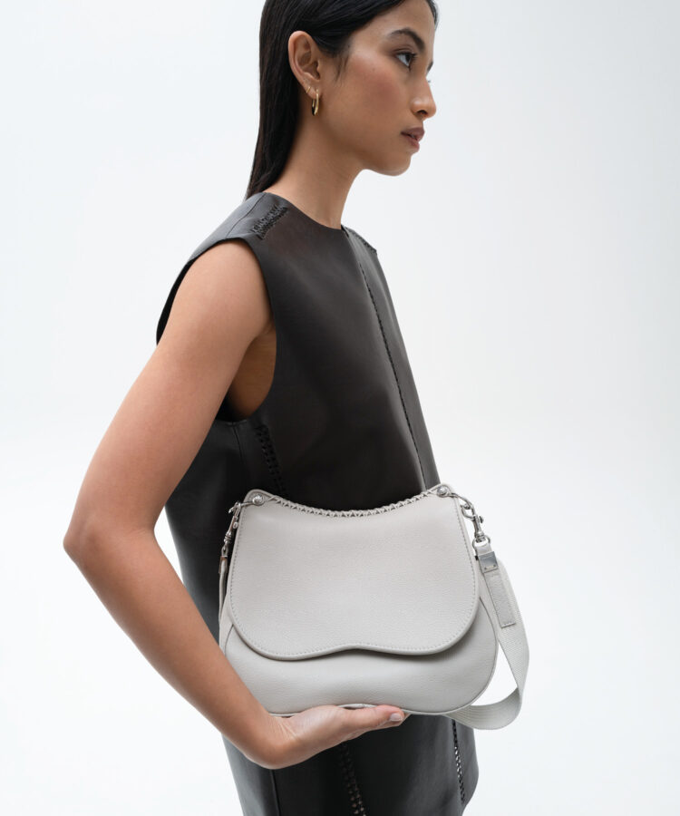 Medium Saddle Bag in Oat Grained Leather