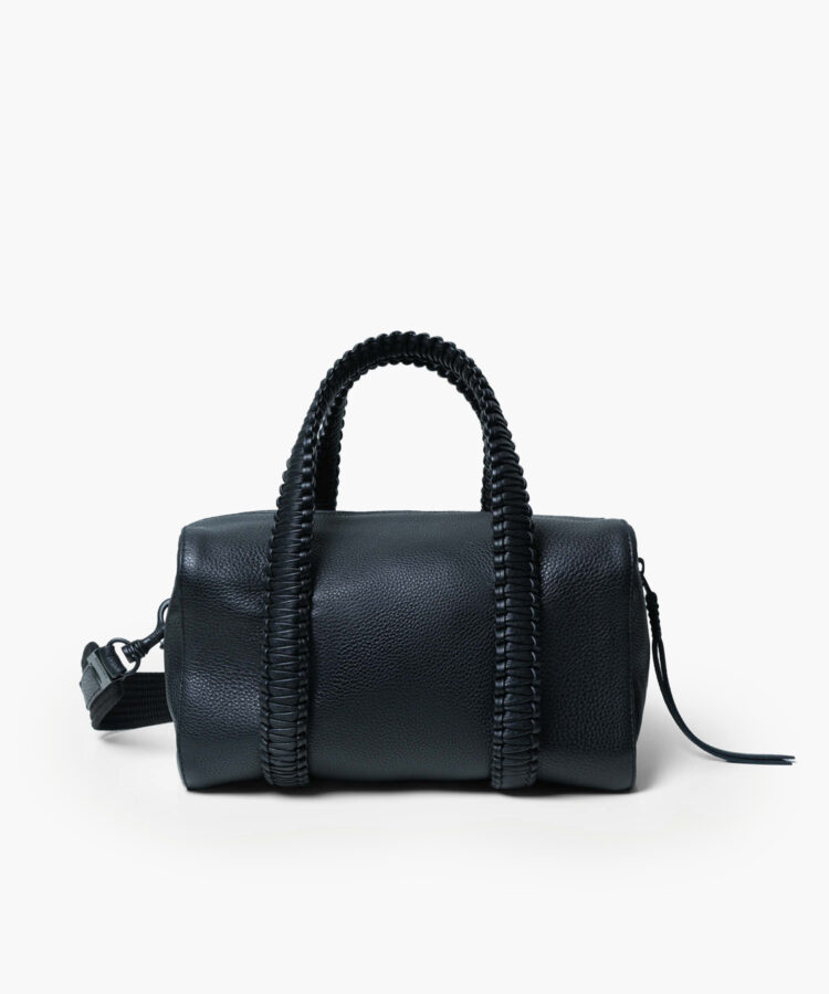 Medium Bowling in Black Grained Leather