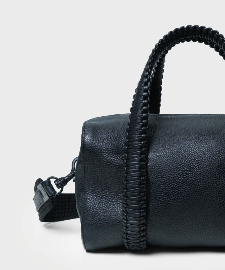 Medium Bowling in Black Grained Leather