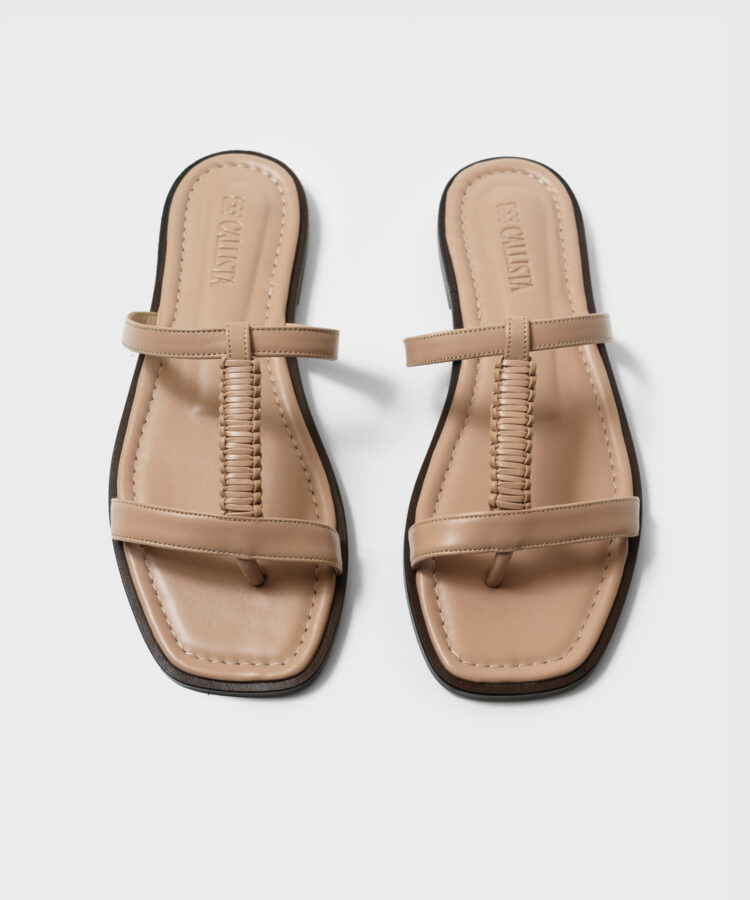 Capri Sandals in Latte Smooth Leather